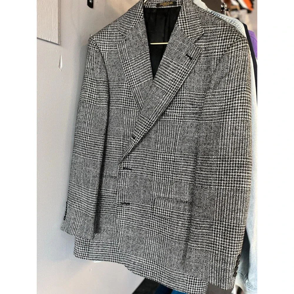 Vintage Evan-Picone Houndstooth Wool Suit Jacket Tweed Blazer Size 41 R